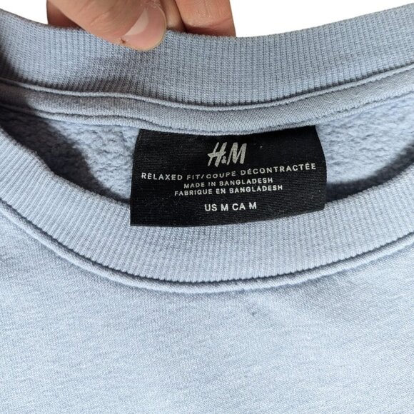 H&M Pastel Blue Oversized Crewneck Sweater Men Size Medium - Picture 12 of 12